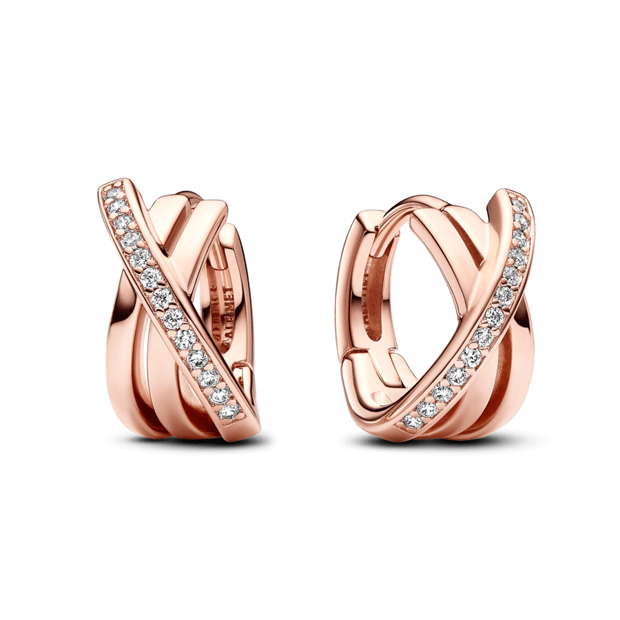 Krusteniskie stīpiņu auskari ar pavé stila inkrustētiem akmeņiem