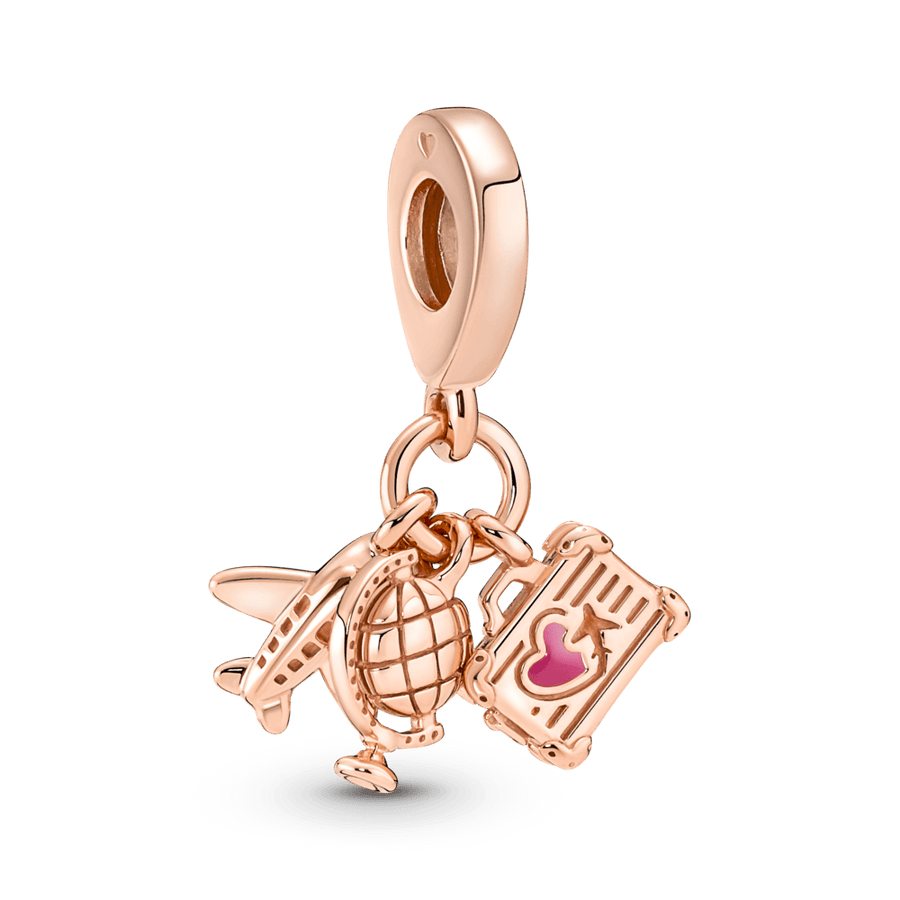 Piekarināmais trīskāršais lidmašīnas, globusa un čemodāna amulets