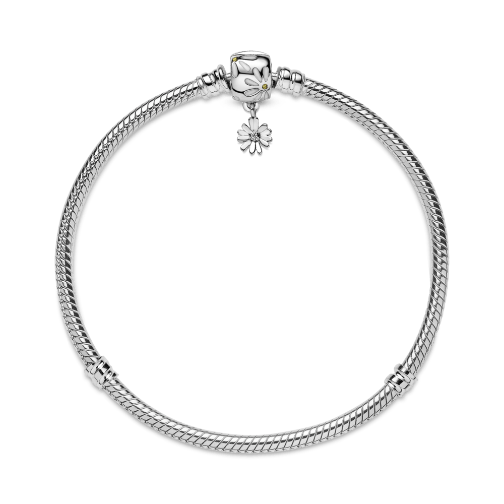 Pandora Moments čūskas raksta ķēdītes rokassprādze ar margrietiņas aizdari