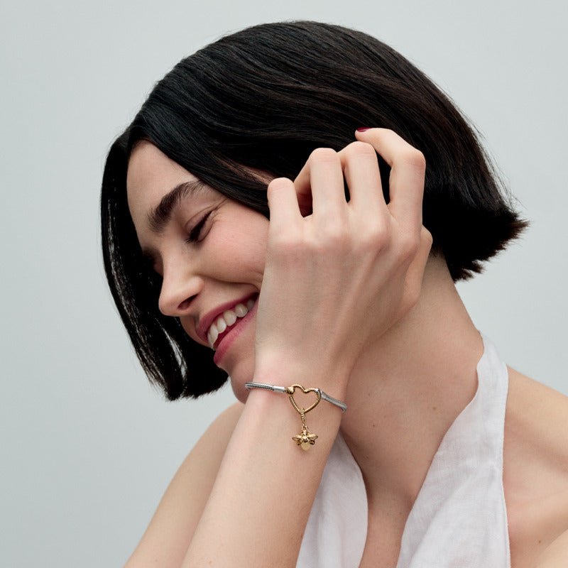 Pandora Moments čūskas raksta ķēdītes rokassprādze ar sirdsveida aizdari