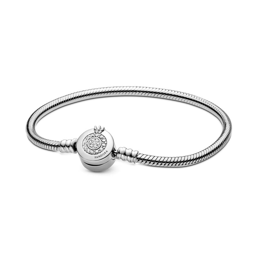 Pandora Moments mirdzošā O kroņa un čūskas raksta ķēdītes rokassprādze