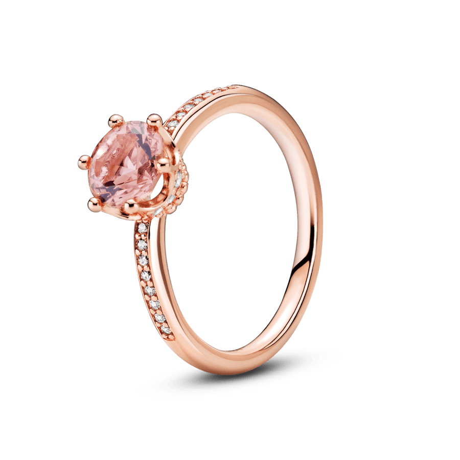 Mirdzošais rozā sirds un kroņa gredzens