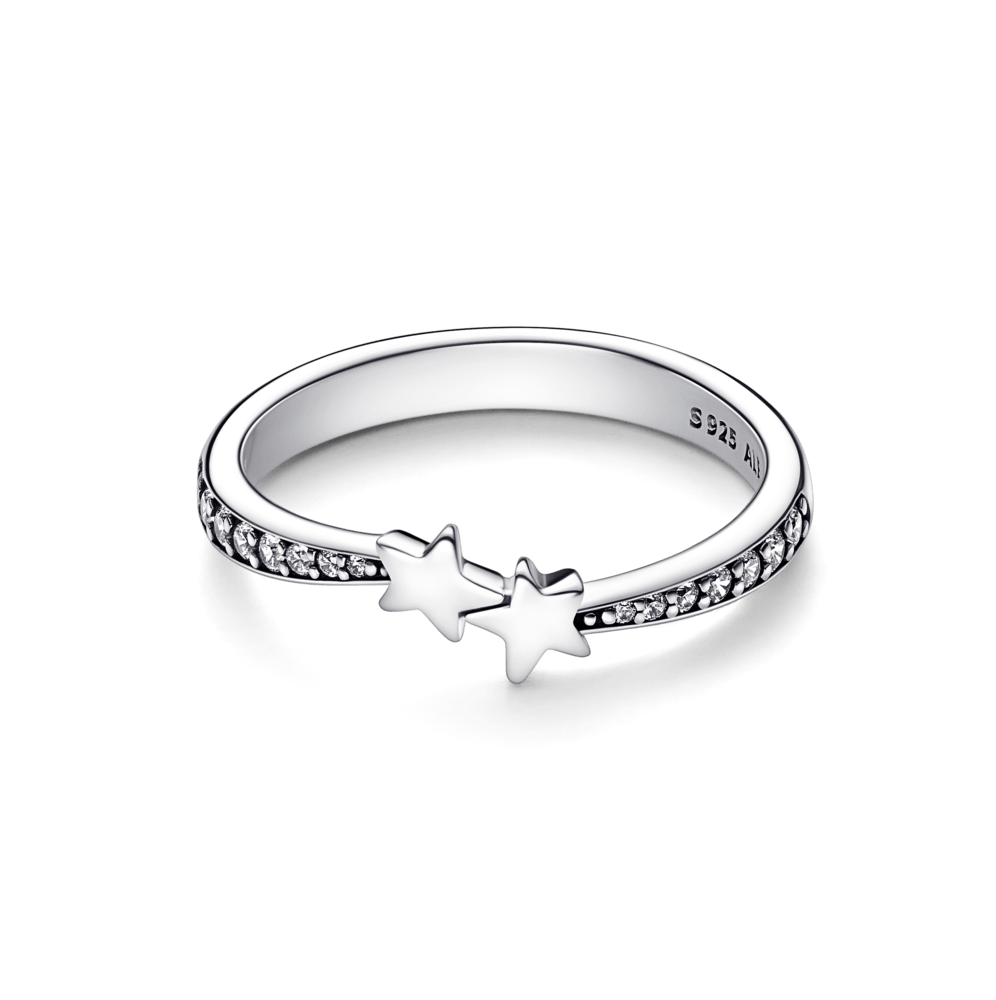 Mirdzošais gredzens ar krītošām zvaigznēm