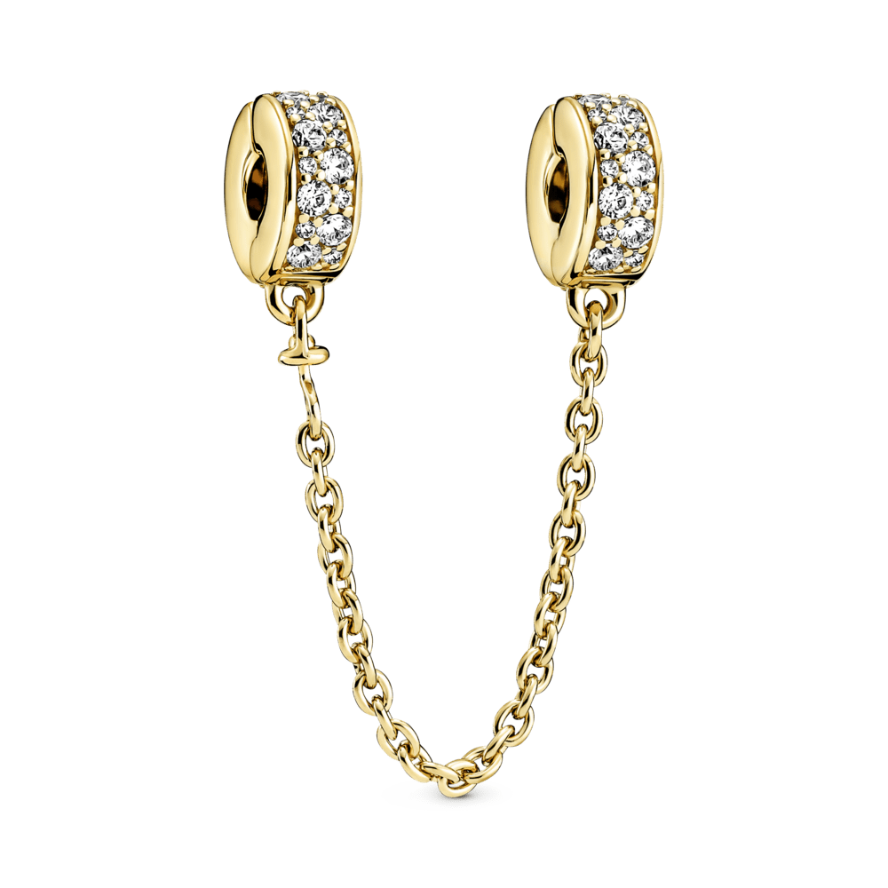 Piespraužams un caurspīdīgs pavé amulets ar drošības ķēdīti