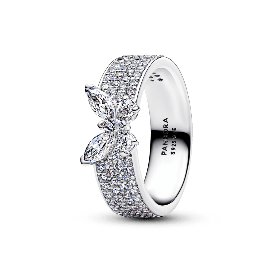 Mirdzoši greznais taureņa gredzens