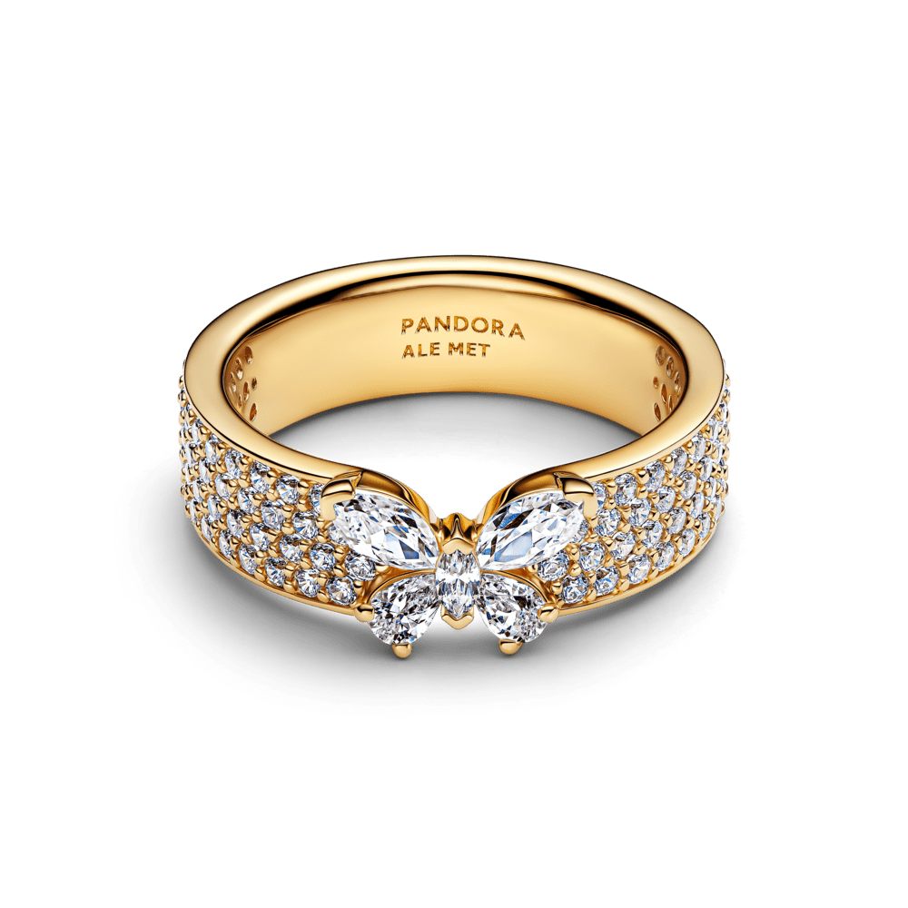 Mirdzoši greznais taureņa gredzens