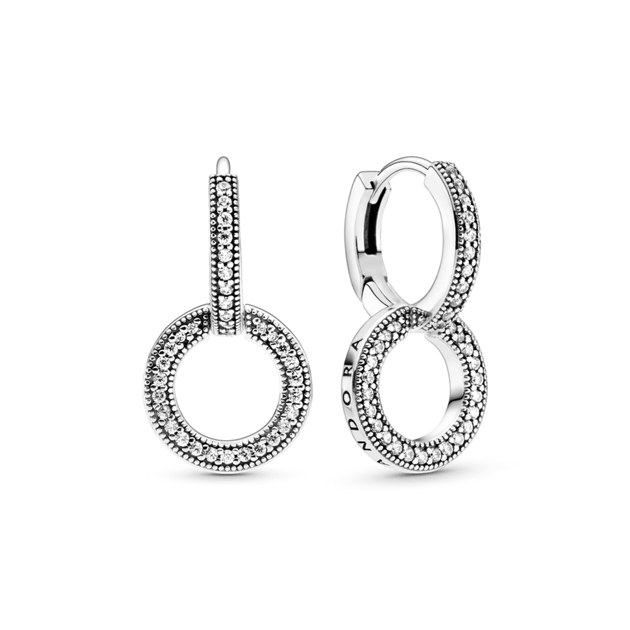 Mirdzošie dubultriņķa auskari