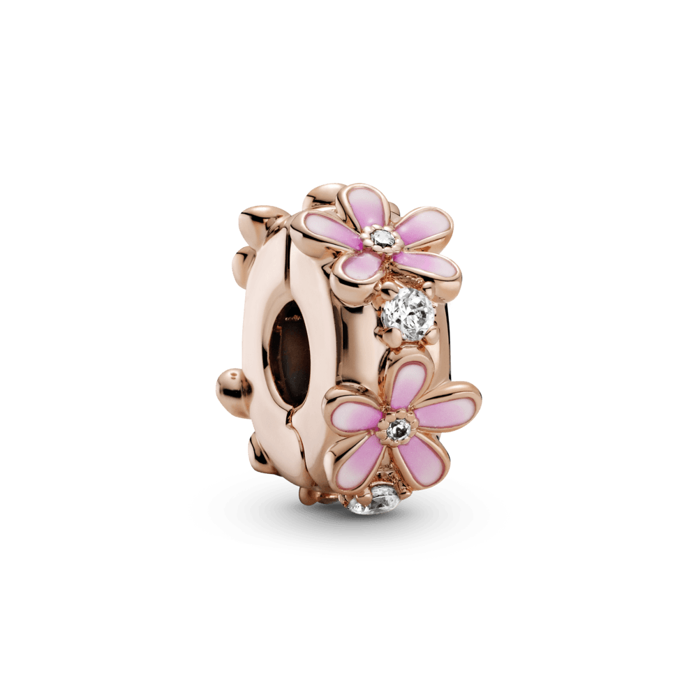 Piespraužams rozā margrietiņas amulets