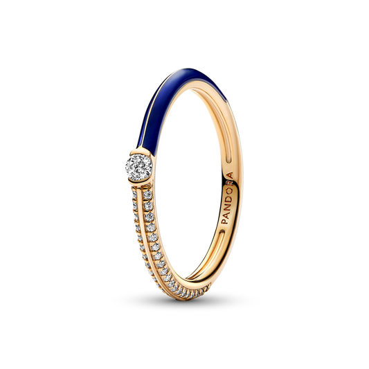 Pandora ME Pavé un zilais dubultais gredzens