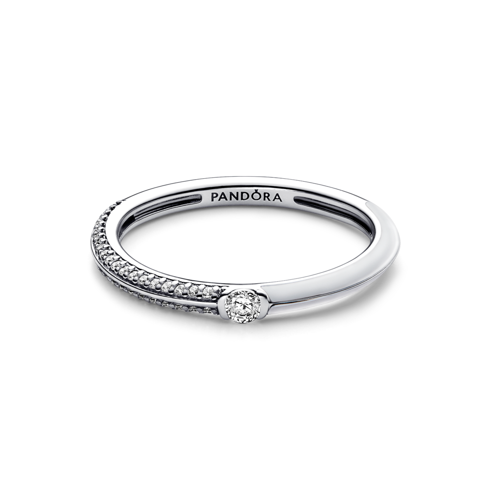 Pandora ME Pavé un baltais dubultais gredzens