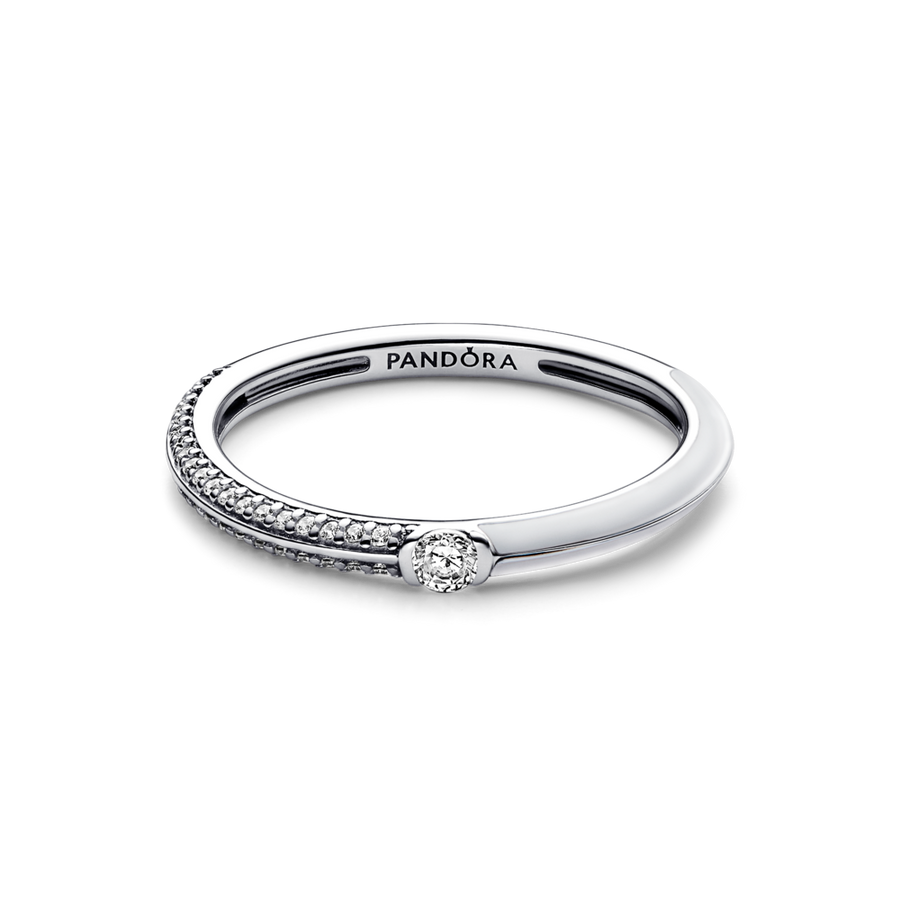 Pandora ME Pavé un baltais dubultais gredzens