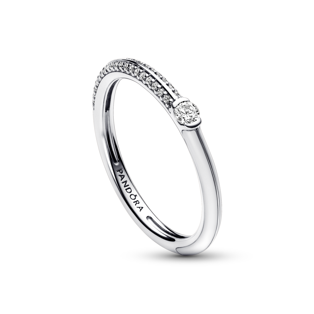 Pandora ME Pavé un baltais dubultais gredzens