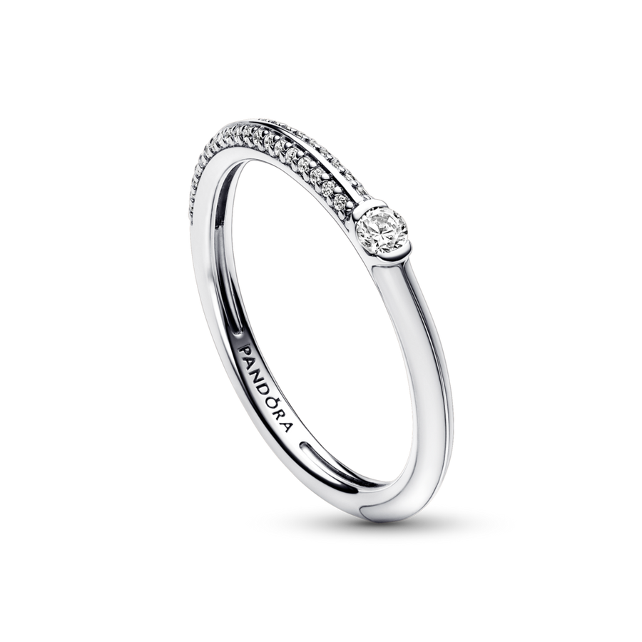 Pandora ME Pavé un baltais dubultais gredzens
