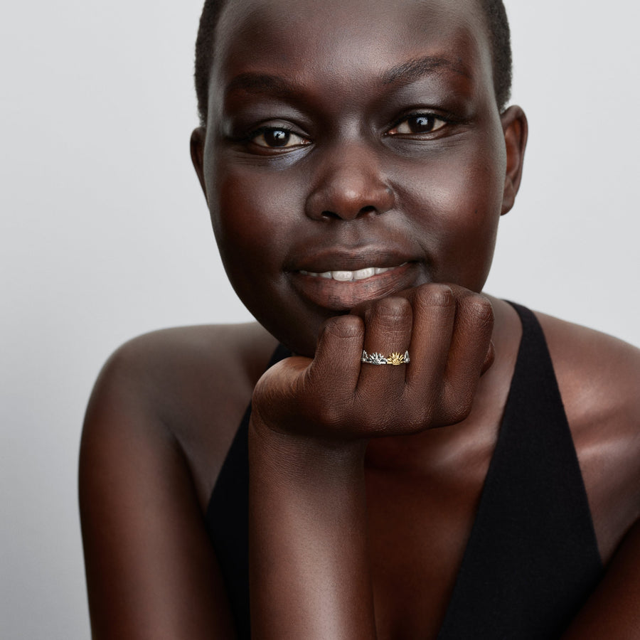 Saulespuķu divkrāsu gredzens