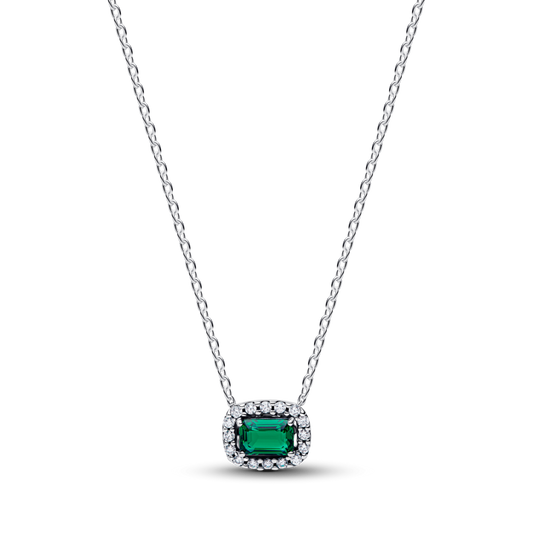 Taisnstūra formas mirdzoša zaļa oreola kulona kaklarota