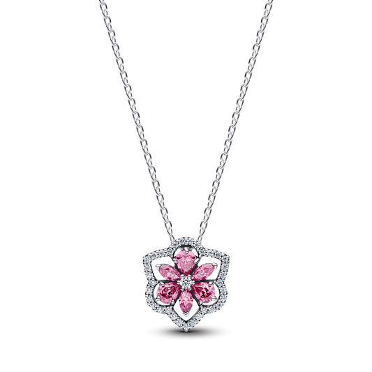 Mirdzoša herbārija rozā ziedu kulona kaklarota