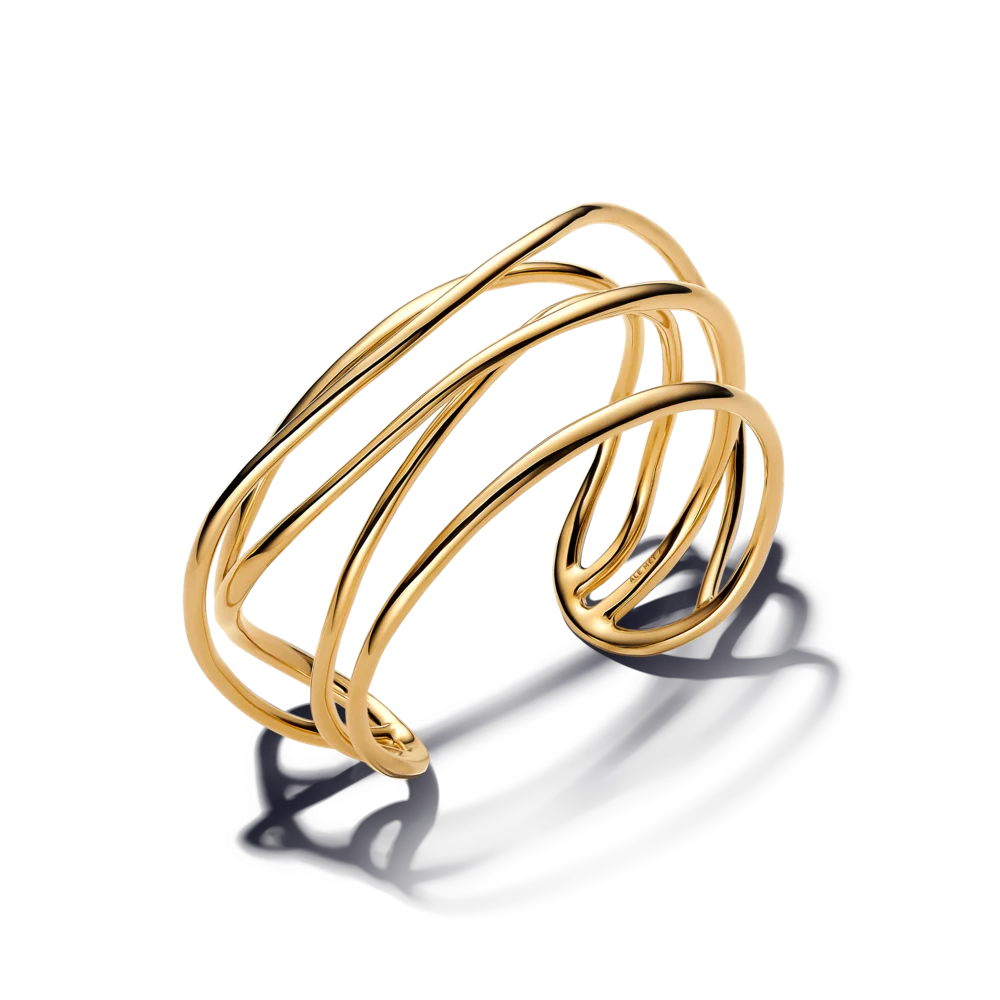 Atvērta, izturīga organiskas formas stieples aproce