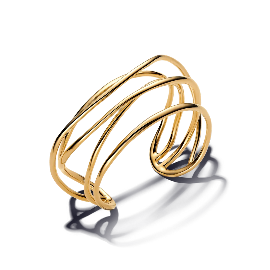 Atvērta, izturīga organiskas formas stieples aproce