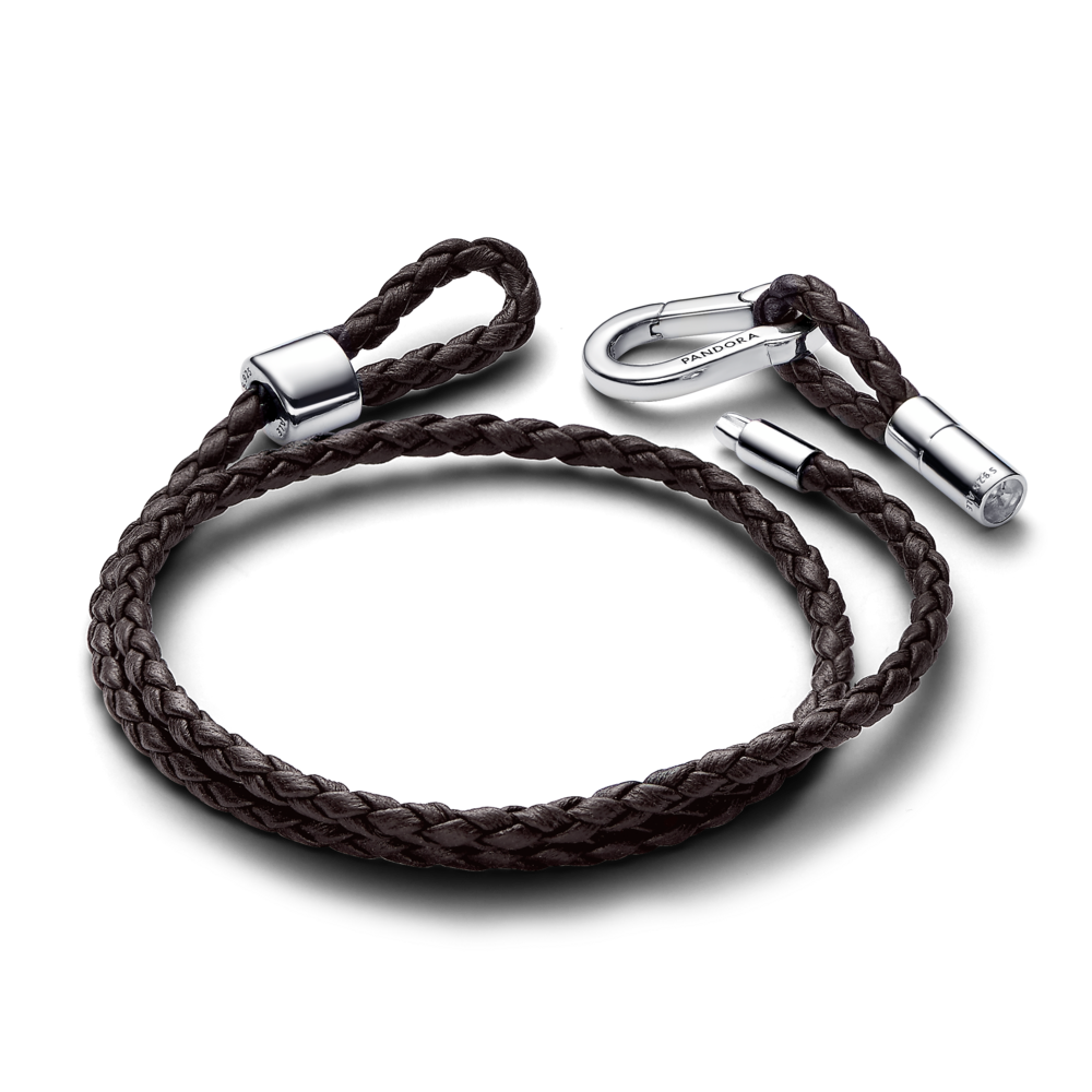 Pandora Moments brūna pītā dubultā ādas aproce