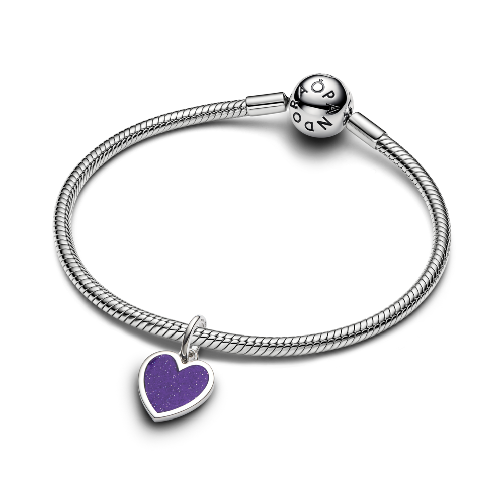 Iegravējams violetas sirds amulets