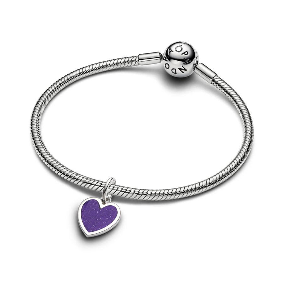 Iegravējams violetas sirds amulets