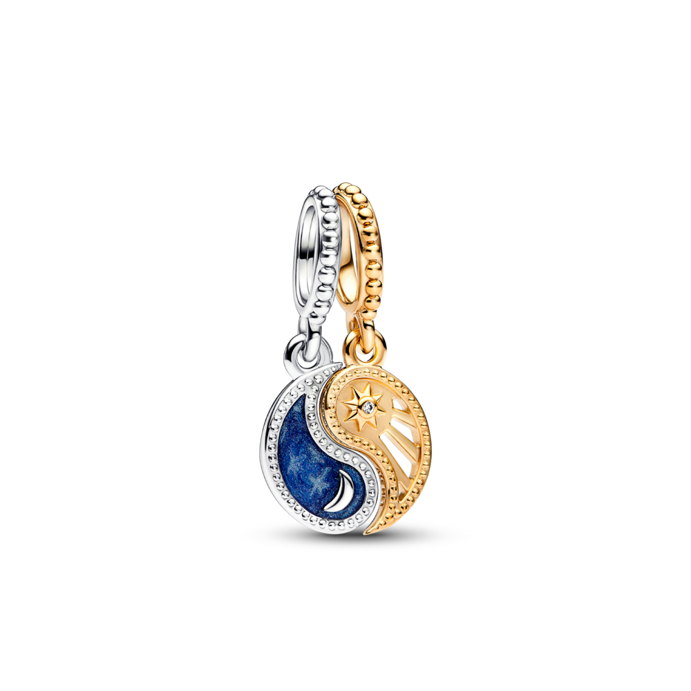 Piekarināmais divtoņu amulets ar sadalāmu Sauli un Mēnesi