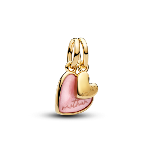 Rozā mātes un meitas sadalāmā kulona amulets