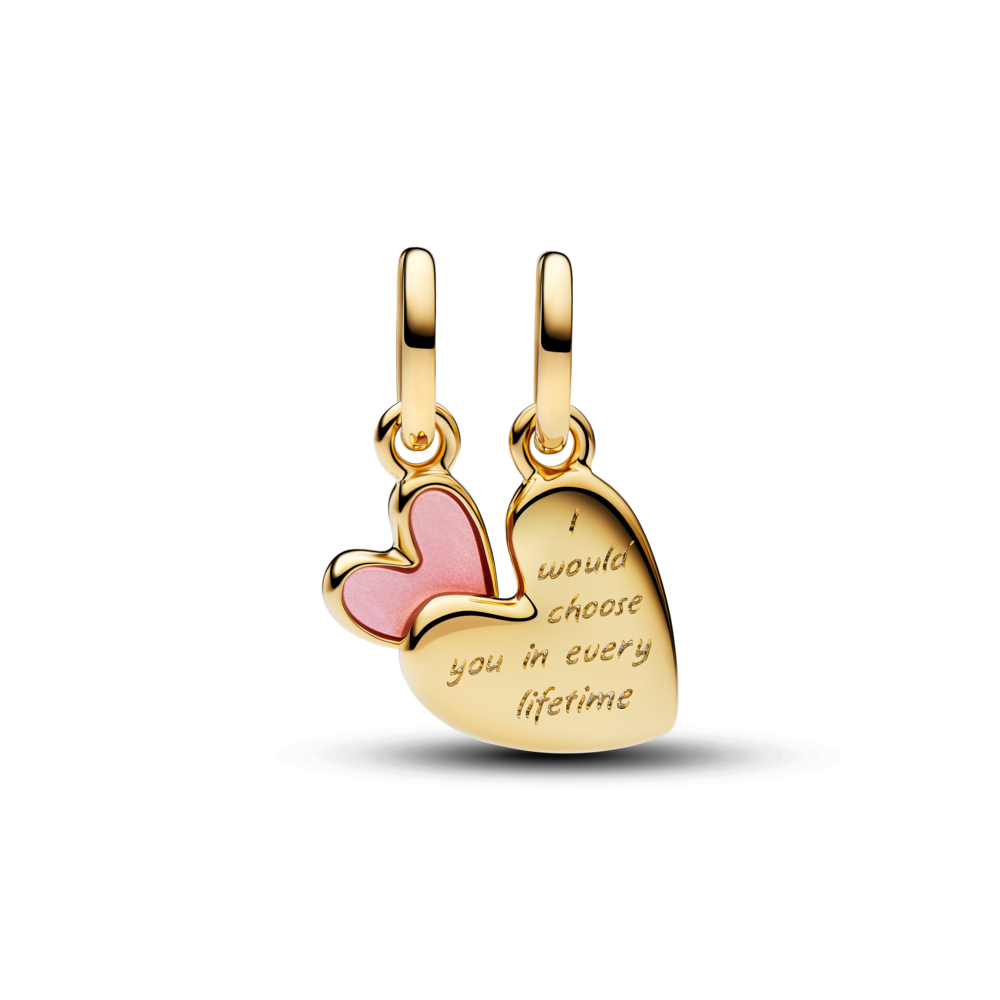 Rozā mātes un meitas sadalāmā kulona amulets