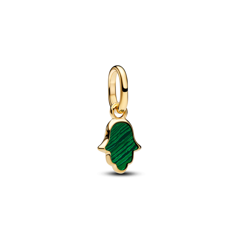 Zaļš Hamsa rokas mini amulets