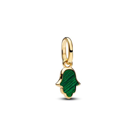 Zaļš Hamsa rokas mini amulets