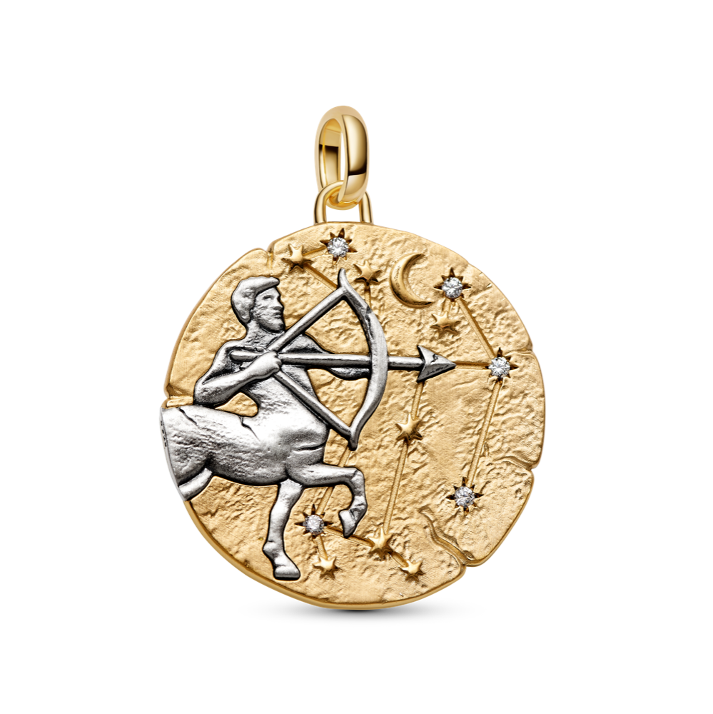 Strēlnieka zodiaka lielizmēra medaljona amulets
