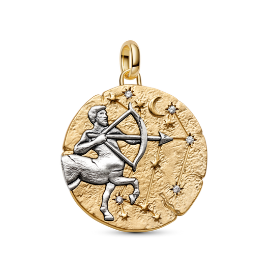 Strēlnieka zodiaka lielizmēra medaljona amulets
