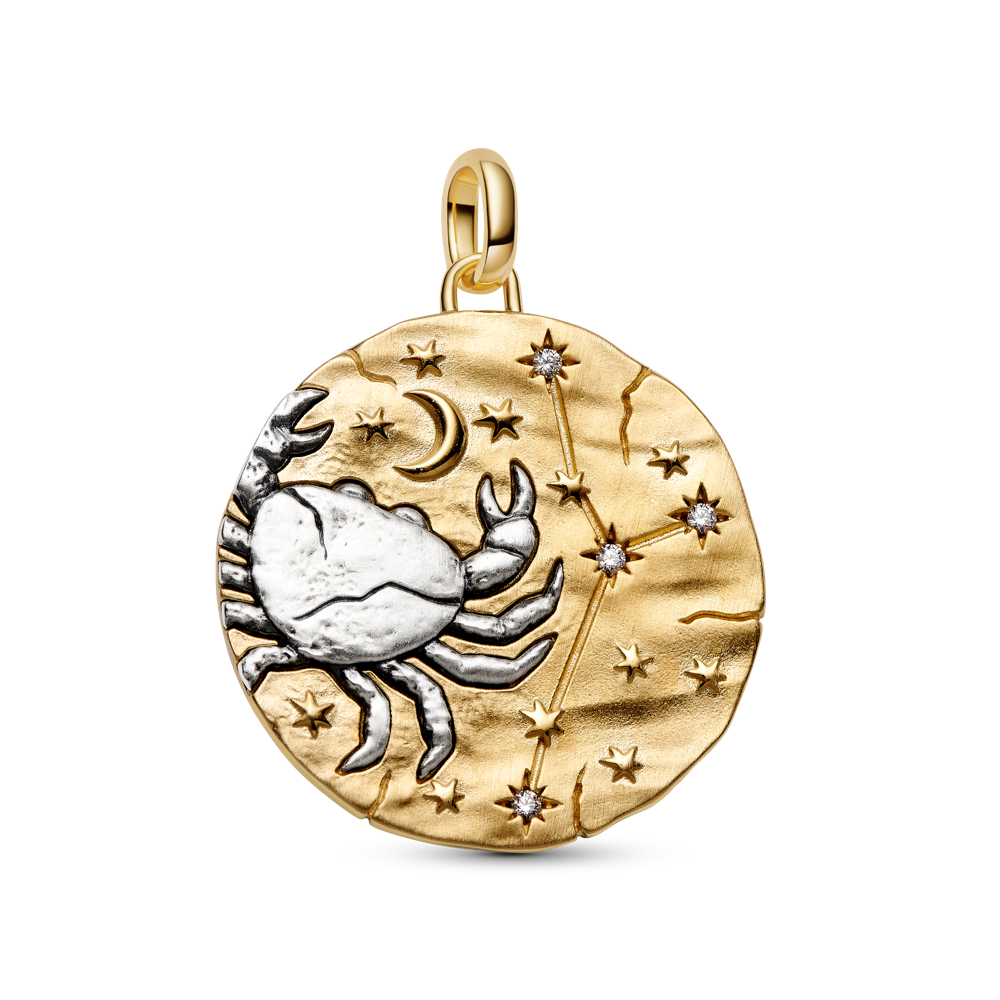 Vēža zodiaka lielizmēra medaljona amulets