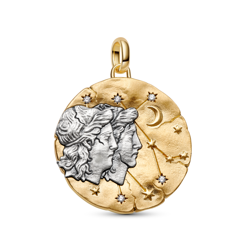 Dvīņu zodiaka lielizmēra medaljona amulets