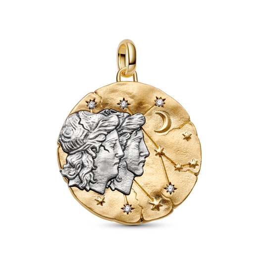 Dvīņu zodiaka lielizmēra medaljona amulets