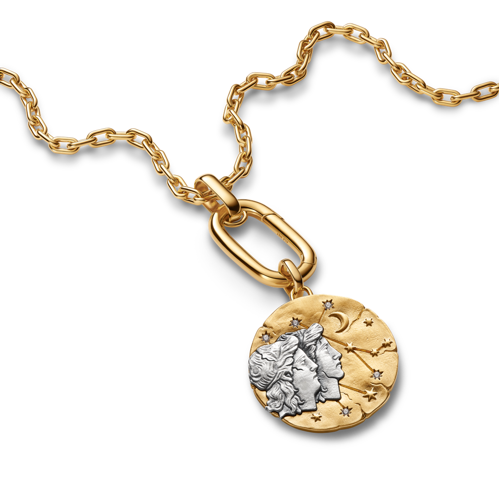 Dvīņu zodiaka lielizmēra medaljona amulets