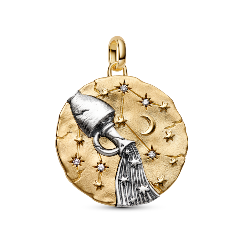 Ūdensvīra zodiaka lielizmēra medaljona amulets
