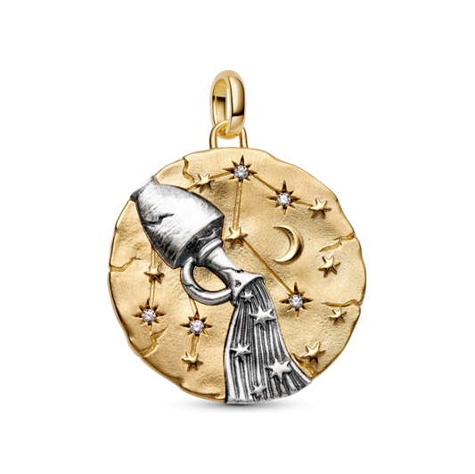 Ūdensvīra zodiaka lielizmēra medaljona amulets