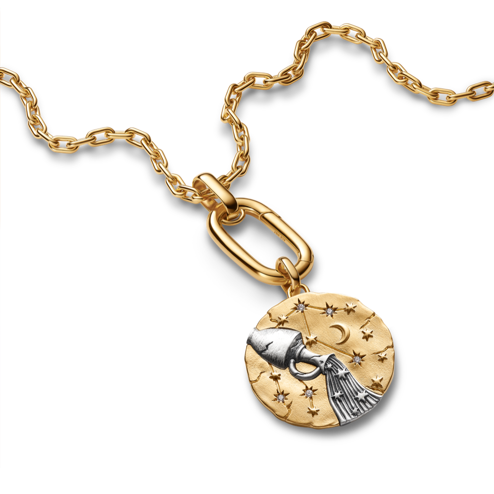 Ūdensvīra zodiaka lielizmēra medaljona amulets
