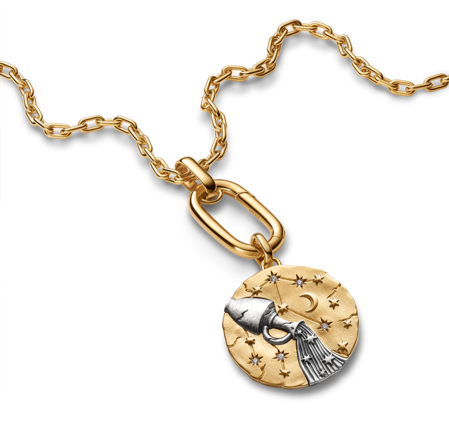 Ūdensvīra zodiaka lielizmēra medaljona amulets