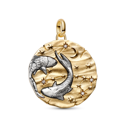 Zivju zodiaka lielizmēra medaljona amulets