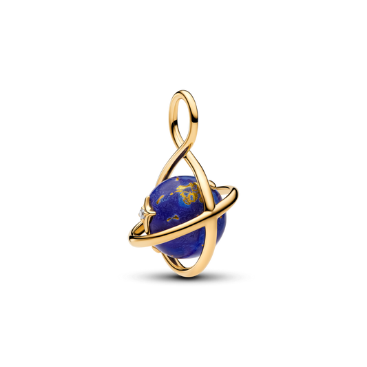 Rotējošas kosmiskās zilās planētas amulets