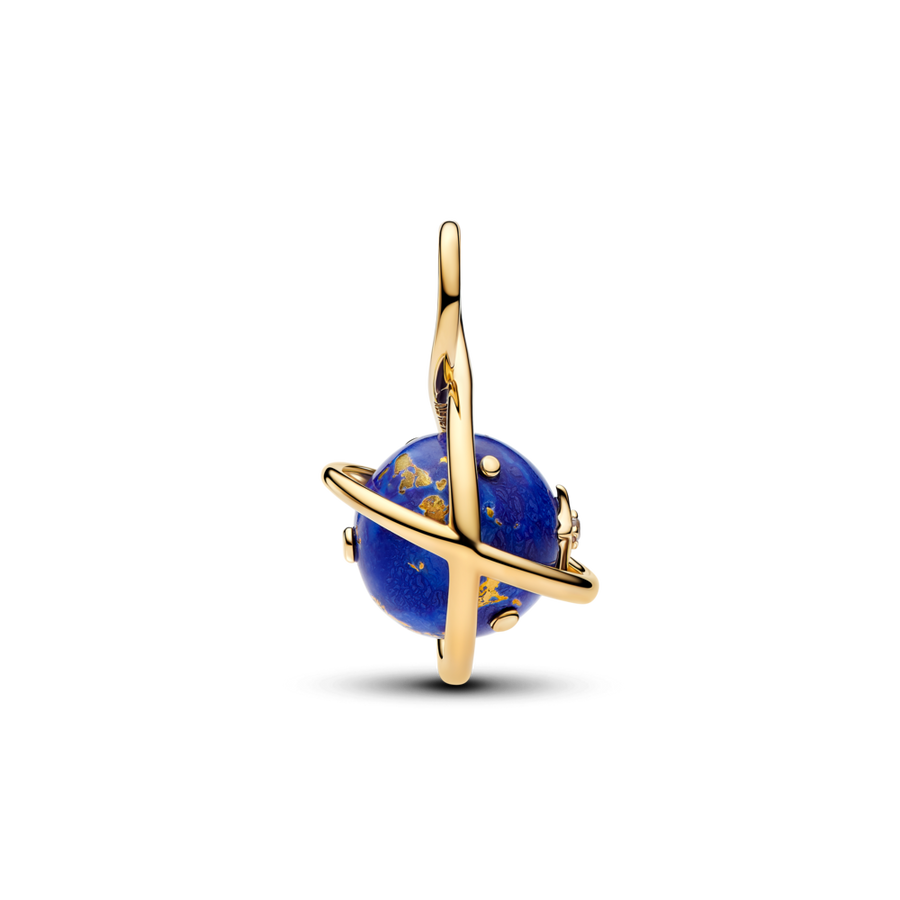 Rotējošas kosmiskās zilās planētas amulets