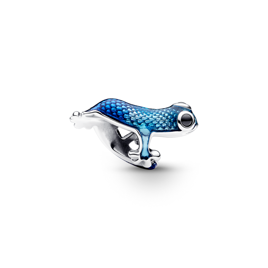 Metāliski zils gekona amulets