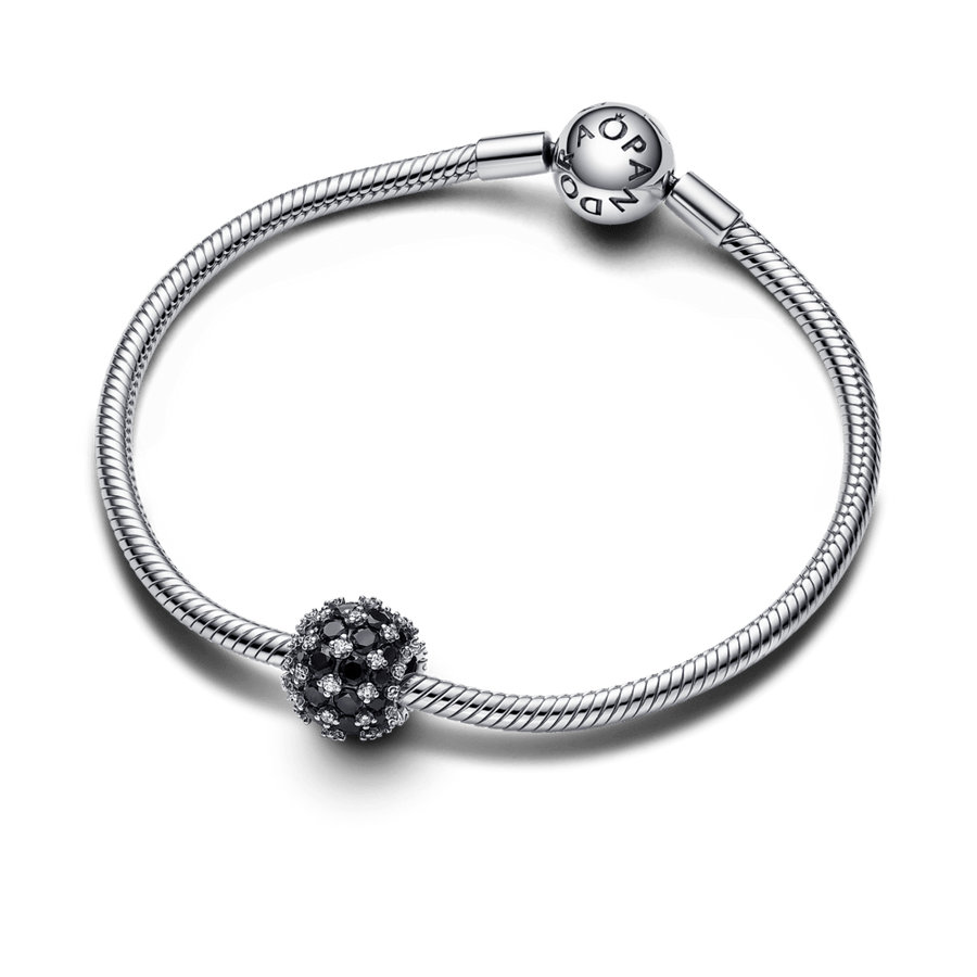 Apaļš mirdzoša Pavé Round melnais amulets