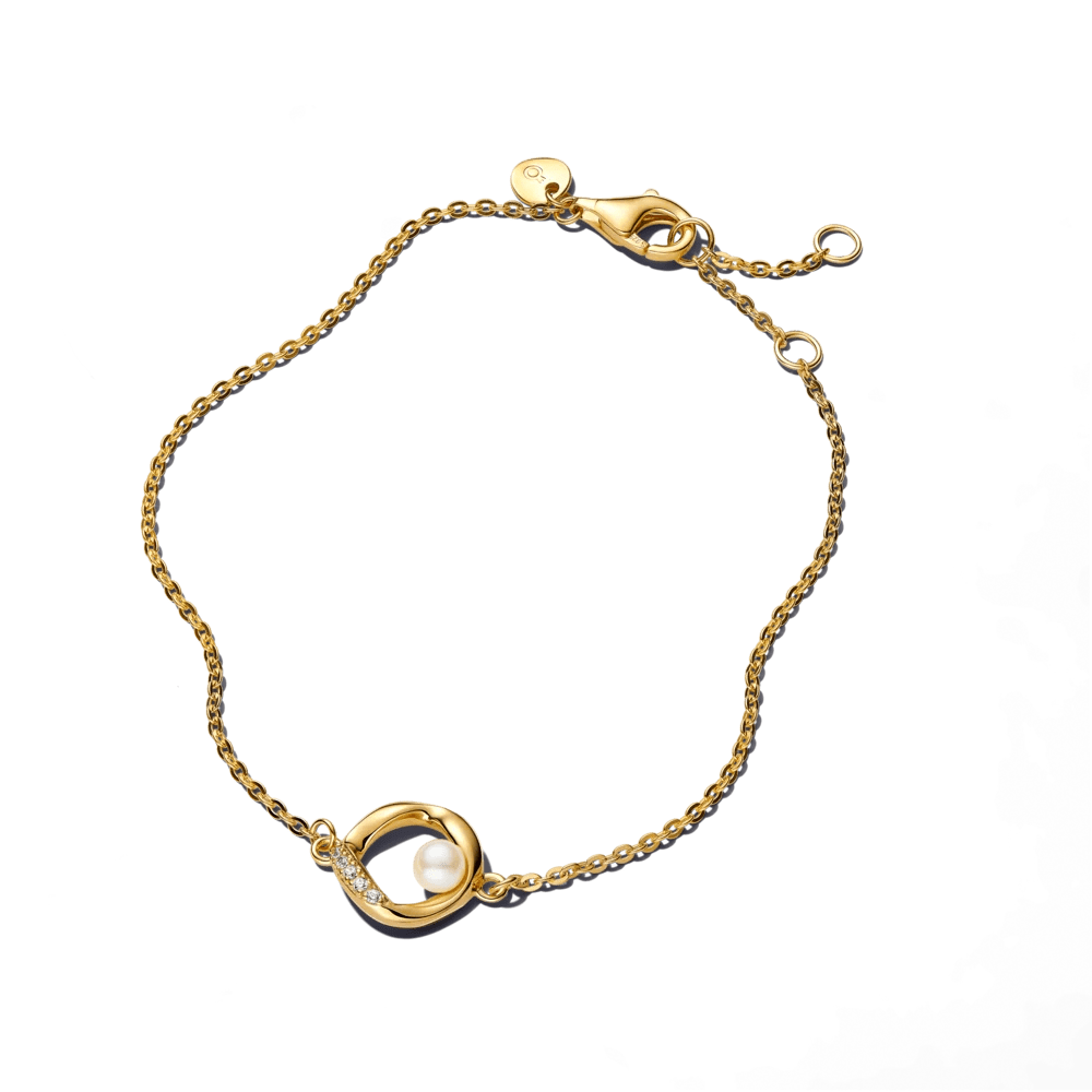 Rokassprādze ar organiski veidotu pavé apli un apstrādātu kultivētu saldūdens pērli