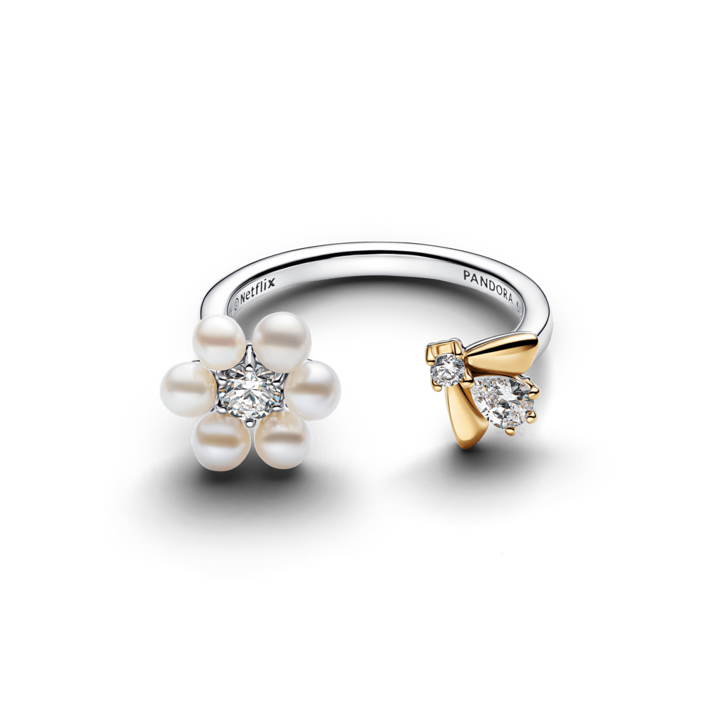 Bridgerton bites un saldūdens kultivētu pērļu ziedu atvērtais gredzens