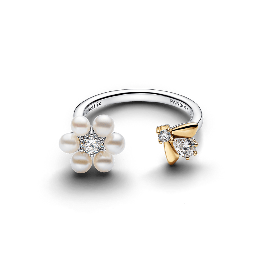 Bridgerton bites un saldūdens kultivētu pērļu ziedu atvērtais gredzens