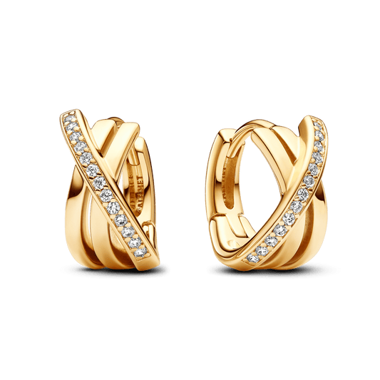 Krusteniski stīpiņu auskari ar pavé stila inkrustētiem akmeņiem