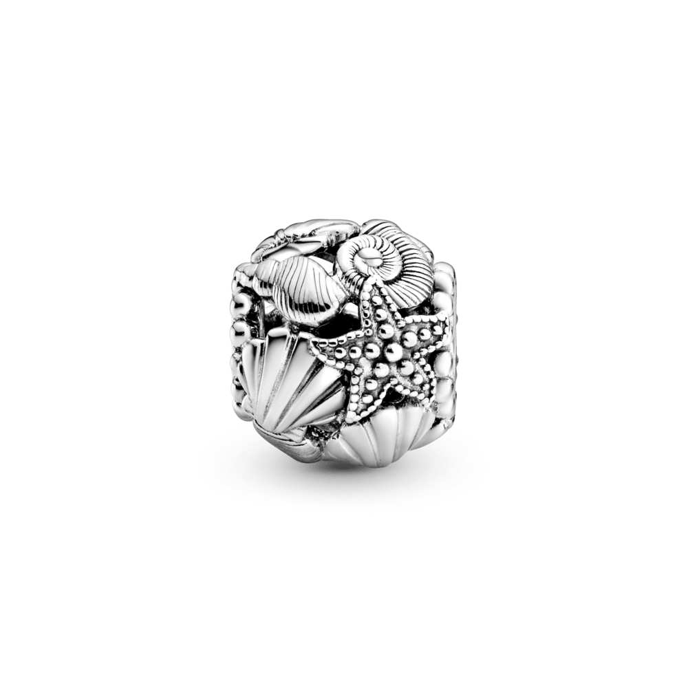 Ažūra rakstā veidots jūraszvaigznes, gliemežvāku un sirsniņu amulets